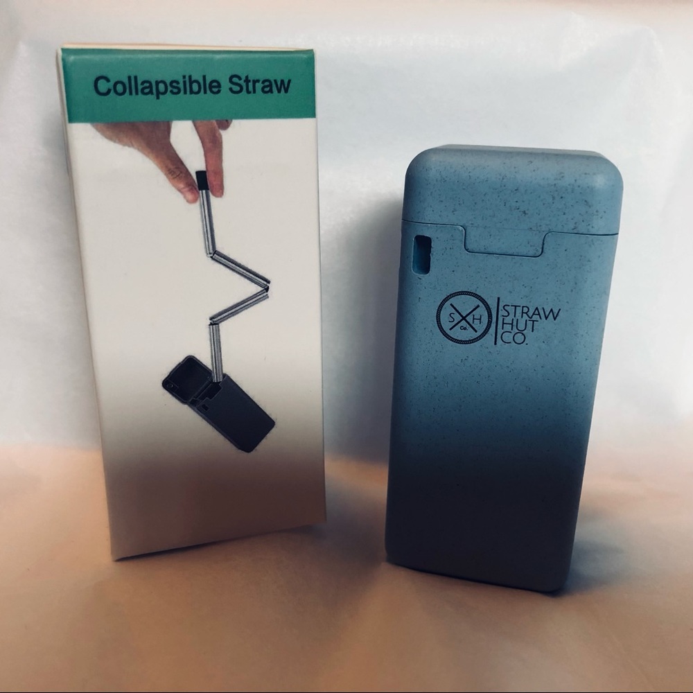 Collapsible travel drinking straw